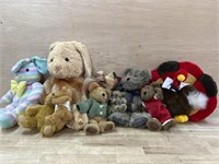 Box of stuffed animals and bears