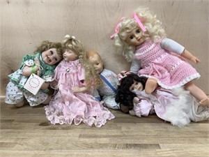 Box of  vintage and porcelain dolls