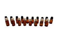 18 Brown Apothecary Glass Bottles with Tops