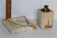 Vintage Marble Smoking Set-Ashtray and Lighter