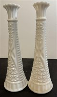 Two Milk Glass Vases