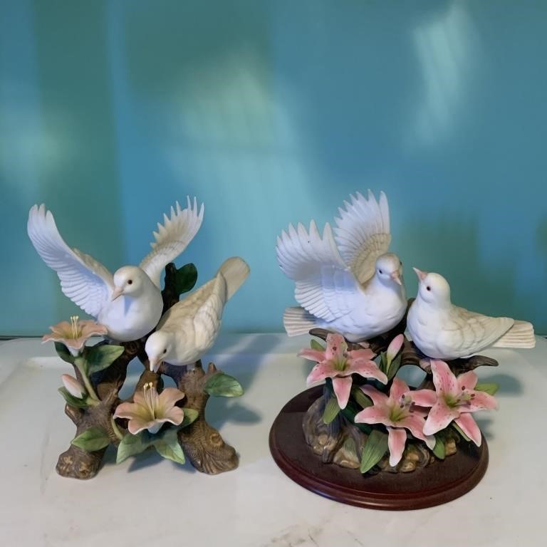2- Porcelain White Dove / Love Birds ~ Pink