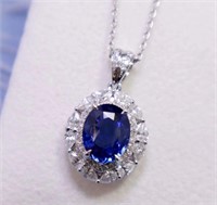 2ct Sri Lanka Royal Blue Sapphire Pendant 18k Gold