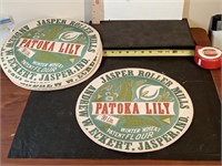 19 vtg Patoka Lily Flour Barrel topper labels