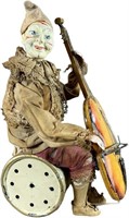 LARGE MECHANICAL CLOWN PLAYING CELLO TOY