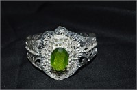 Sterling Cuff Bracelet (Green Stone)