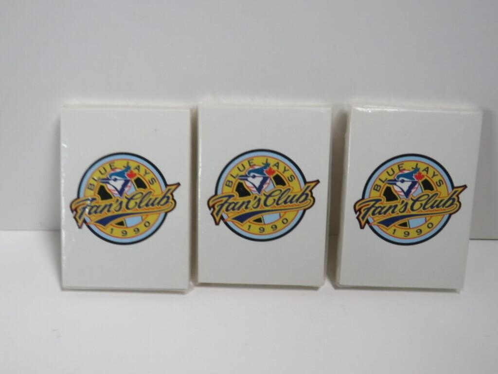 3 PACK OF  BLUE JAYS 1990 FANS CLUB BASEBALL CARDS