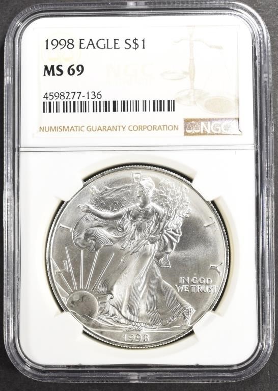 1998 AMERICAN SILVER EAGLE NGC MS69