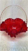 Red and clear ruffled edge basket