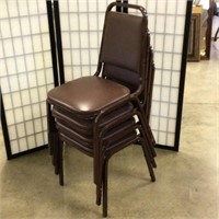 (4) Brown Stacking Chairs