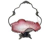 Vintage Victorian Style Art Glass Brides Basket