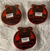 3 Baby on Board Stickers-New