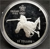 1986 Canada $20 Proof Silver Dollar - Biathlon