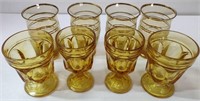 8 Vintage Amber Glasses