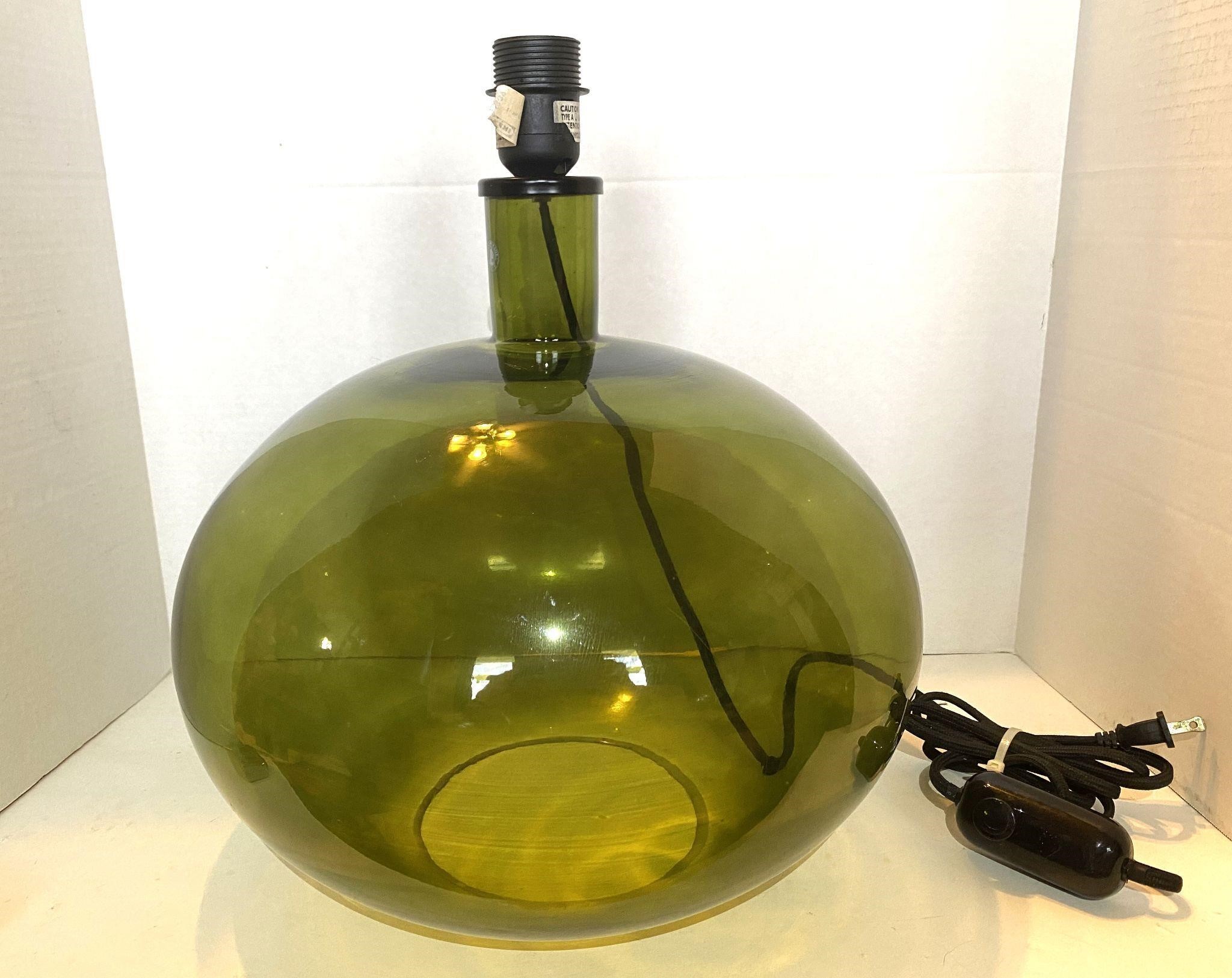 Ikea Green Glass Ovoid Table Lamp