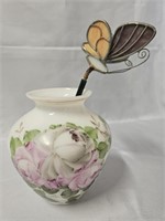 BEAUTIFUL 6" PORCELAIN FLORAL VASE WITH AN 11"