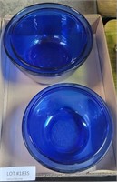 SET OF 4 ANCHOR HOCKING BLUE GLASS MIXING BOWLS