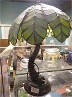 PALM TREE SLAG GLASS LAMP 24"