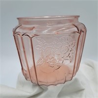 Pink Depression Glass AH Open Rose Cookie Jar