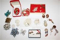 Selection of Pins, Earrings, Jewelry, Sterling