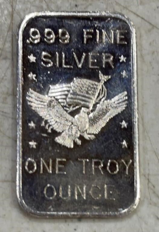 SILVER (1-OUNCE) BAR 9 .999 SILVER)