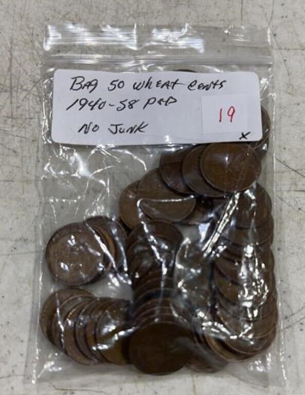 (BAG OF 50) LINCOLN WHEAT BACK CENTS