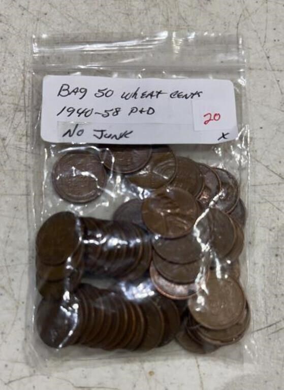 (BAG OF 50) LINCOLN WHEAT BACK CENTS
