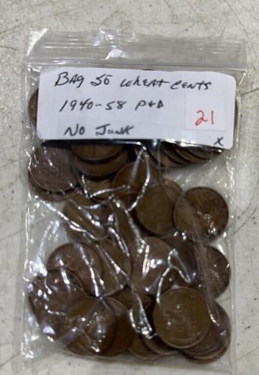 (BAG OF 50) LINCOLN WHEAT BACK CENTS