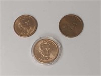 GOLD COLORED DOLLAR COINS LOT OF 3