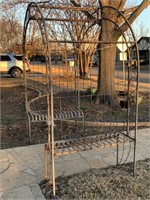 HUGE IRON ARCHED TRELLIS W BUILT IN BENCHES