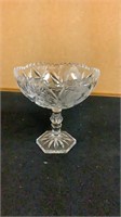 Cut Crystal Compote, Roses, Sawtooth Edge, Marked