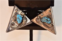 Indian Silver Triangular Turquoise Post Earrings