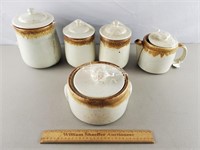 McCoy Canisters & Bean Pot - Some Small Chips