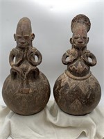African Art Pair Mangbetu Pottery Vessels Some