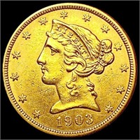 1903 $5 Gold Half Eagle CLOSELY UNCIRCULATED
