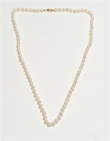 Matinee Length Pearl Necklace with 14K Gold Clasp