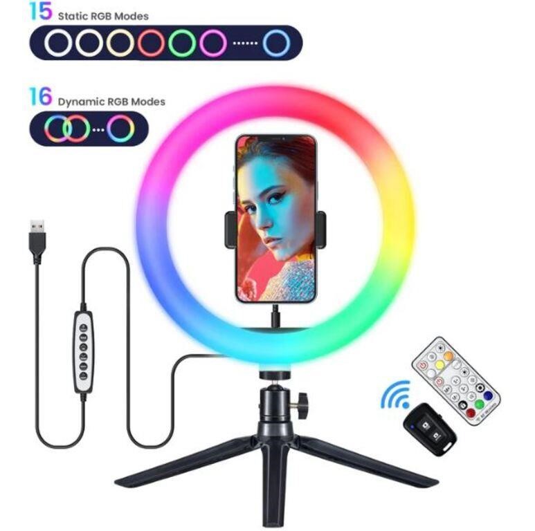 Sealed Victsing 10”RGB LED Ring Light with Tripod