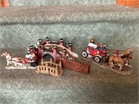 Xmas village people, 8" horse and wagon, etc.