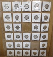 28 - Mercury silver dimes, 1938's