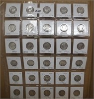 30 - Mercury silver dimes, 1940's