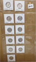11 - Mercury silver dimes, 1936's