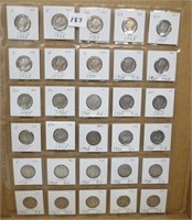 30 - Mercury silver dimes, 1925's