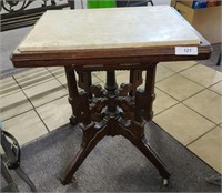 Antique marble top stand, 26" x 31"
