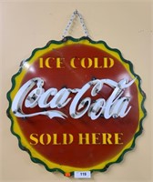 Steel man cave coca cola sign, 23" wide