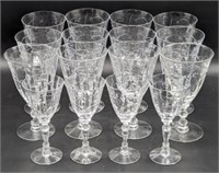 (E) 16 piece vintage Fostoria glass set 5½-6in h