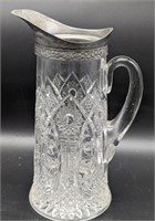 (E) Etched crystal pitcher with silver plated