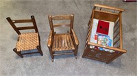 Miniature  Doll Chairs and Crib