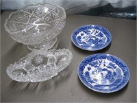 Antique Cut Glass & Japan Saucers
