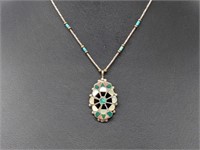 .925 Sterling Silver Native American Pendant Neckl