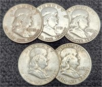 (5) 1951-D Half Dollars